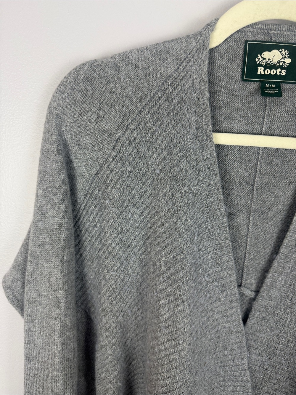 Roots Heather Grey Lambs Wool Cashmere Blend Cocoon Draped Cardigan Sweater Med - Picture 6 of 11